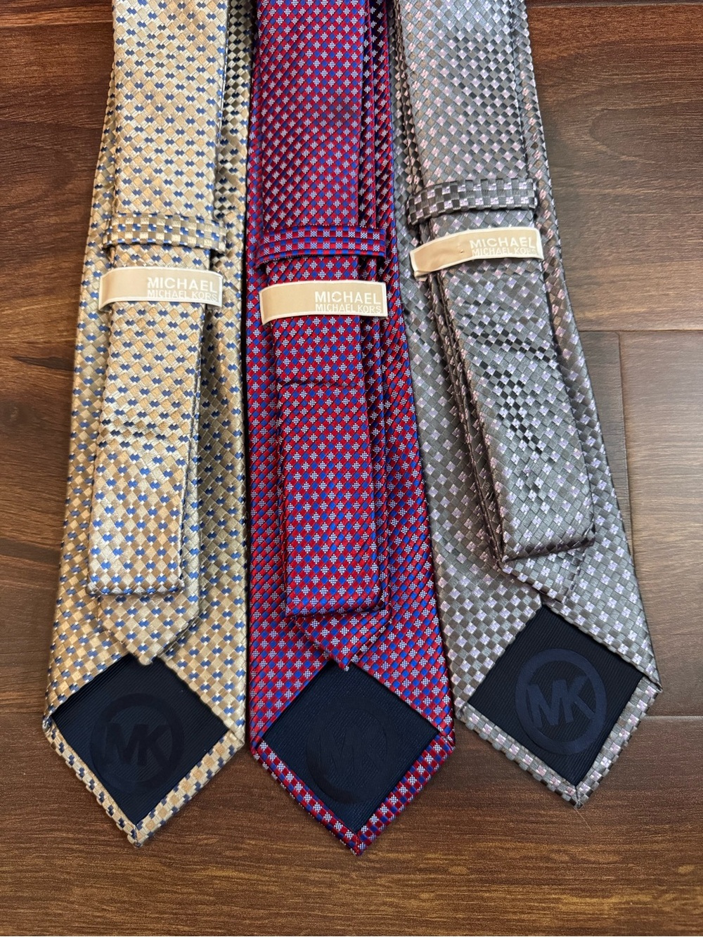 Michael Kors Three-Pack Silk Ties in Gold, Red, Silver